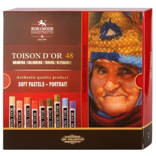 Sada 48 umeleckých okrúhlych suchých pastelov TOISON D´OR KOH-I-NOOR - odtiene portrét