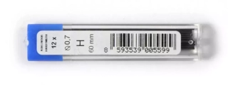 Sada 12 grafitových polymérových mikrotúh KOH-I-NOOR, priemer 0,7mm - tvrdosť H