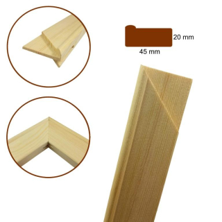 Drevená napínacia lišta na blindrám - klasický profil 20x45mm (rôzne veľkosti)